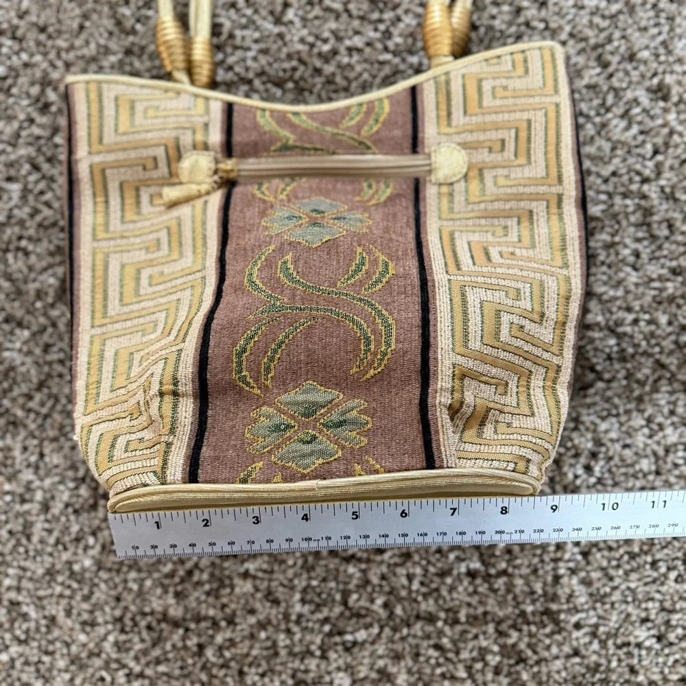 Tapestry Purse Tote Bag Gold Handles Southwest Boho Geometric Made‎ in Korea